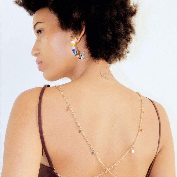 Zara NWT DRAPED DRESS WITH JEWEL CHAIN AT BACK - Picture 5 of 14